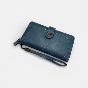 Blue Wristlet Wallet with Snap Closure
